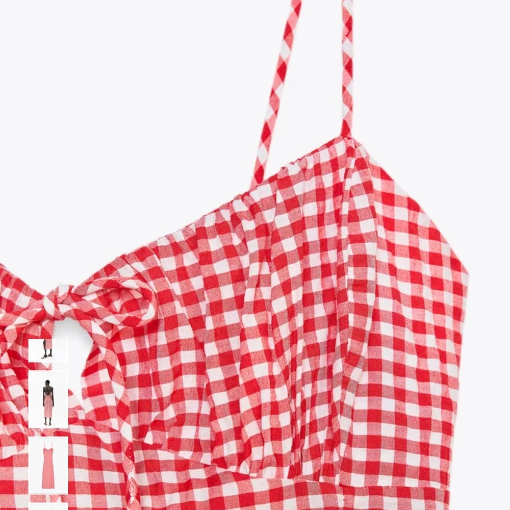 Zara Red Checkered Midi Dress - Picture 7 of 10